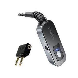 ESSAGER Bluetooth Receiver for Car, Noise Cancelling 3.5mm AUX Bluetooth Car Adapter, Wireless Audio Receiver Transmitter for Home Stereo/Wired Headphones Airplane, Gray
