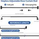 French Door Curtain Rod Adjustable 18"-32", Wrap Around Cafe Curtain Rod 1/2" Diameter, Screwed Sash Rods for Door Window, Black, 2 Pack