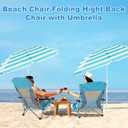 Huwena 2 Pack Beach Chairs with Umbrella for Adults, Low Folding Chair Set, Adjustable Detachable Umbrella, Lightweight Portable with Cup Holder & Carry Bag, for Beach Camping Travel(Blue)