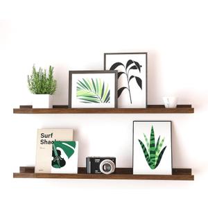 Floating Shelves for Wall Decor, Long Wall Mounted Storage Shelf for Bedroom, Living Room, Bathroom, Kitchen, Nursery, Display Picture Ledge Shelf with Lip Set of 2-36 Inches, Walnut