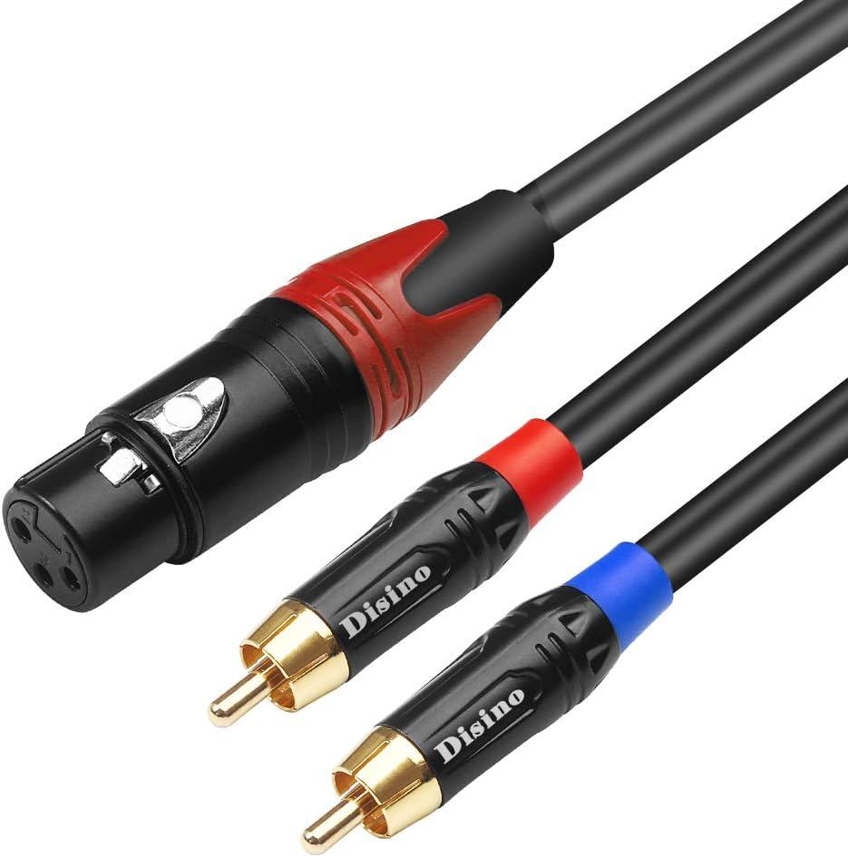  Female XLR to Dual RCA Y Splitter Patch Cable,Unbalanced XLR Female to 2 RCA/Phono Plug Stereo Audio Interconnect Duplicator Lead - 6.6 Feet