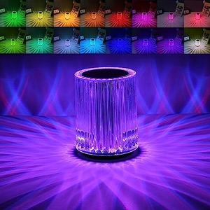 Leroxo Portable Crystal Table Lamp,3 Color Touch Control Rechargeable Lamp,3-Levels Brightness Room Decor Desk Lamp (16 Color)