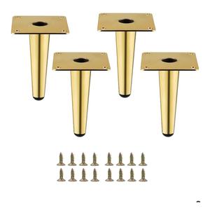 Gold Metal Furniture Legs Heavy Duty Straight Furniture Feet DIY Modern Replacement Legs for Cabinet Sofa Couch Chair-Set of 4 (Gold, 4")
