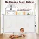 Retractable Baby Gates for Doorways, 58" Extra Wide Mesh Child Dog Gate for Stairs, 34" Tall Toddler Pet Gate Indoor and Outdoor, Easy Install, Essential for Home Safety, White