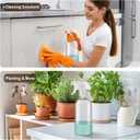 Glass Spray Bottles with Silicone Sleeves (2 Pack, 16 oz), Mist and Stream Empty Refillable Containers, Water Sprayer Misting Bottle for Cleaning Solutions, Planting, Hair Spraying, Green & Grey