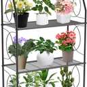VyGrow Plant Stand, 4 Tier Plant Shelf for Indoor Outdoor, Heavy Duty Metal Tall Plant Stands Holder Rack for Living Room Balcony and Garden, Black