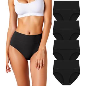 Women's Seamless Underwear High Waisted Tummy Control No Show Panties Full Coverage Stretch Briefs 4 Pack (X-Large)