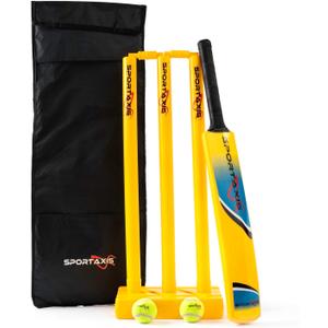 SPORTAXIS Premium Backyard Cricket Set - Beach Cricket - Set Includes 1 Bat, 2 Balls, Stumps with Stand & Bails - Comes with Carry Bag - Perfect for Outdoor Sports & Beach Play