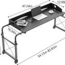 Overbed Table with Wheels, Overbed Desk with Adjustable Length and Height, Rolling Over Bed Desk, Queen Over The Bed Table on Wheels, Heavy Duty Laptop Table for Hospital and Home, 1.2M