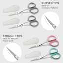 PAFASON Precise & Sharp Sewing Scissor Set 4 PC Curved Straight for DIY Quilting Embroidery Knitting Crafting Cross Stitch Crochet Thread Yarn Paper Fabric Detail Cutting Stainless Steel Safety Case (Green+pink+white)