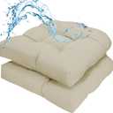 Outdoor Wicker Chair Cushions Set of 2 Waterproof 19.5" x 19.5" x5" Outdoor Wicker Chair Cushion with Thick PP Cotton Resistant Patio Furniture Pads for Indoor and Outdoor Patio Furniture Seat, Cream