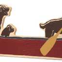 Dogs in Canoe Wood Wall Decor - Large Canoe Lake Wall Art for Lake House, Man Cave, or Living Room, Medium