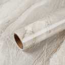 VEELIKE Wide 32''x354'' Beige Gold Marble Contact Paper for Countertops Peel and Stick Waterproof Countertop Vinyl Wallpaper for Kitchen Bathroom Glossy Marble Wallpaper Peel and Stick for Walls Table