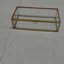 Vintage Glass Jewelry Box Keepsake Box with Hinged Lid, Great for Storage Trinket/Jewelry/Card/Photo, Gold Decorative Box for Dresser-15612E (Small, Glod / Transparent)