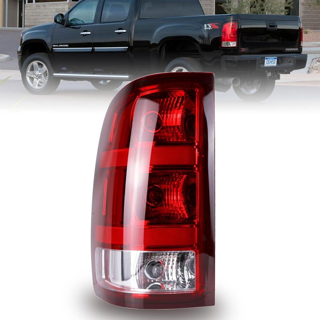 Nakuuly Tail Light Compatible With 2007-2014 GMC Sierra 1500 2500HD 3500HD Left Driver Side Taillight Rear Lamp Brake Signal Assembly with Bulb # 25958484 GM2800208