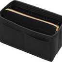 Purse Organizer Insert with Zipper Felt Bag Organizer for Tote Purse Black Medium