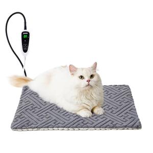 ZOMISIA Cat Heating Pad - 11 Adjustable Temperature and 25 Timer Options, Heated Cat Bed Indoor with Chew-Resistant Cord for Small Dogs, 18x18 Inch, M
