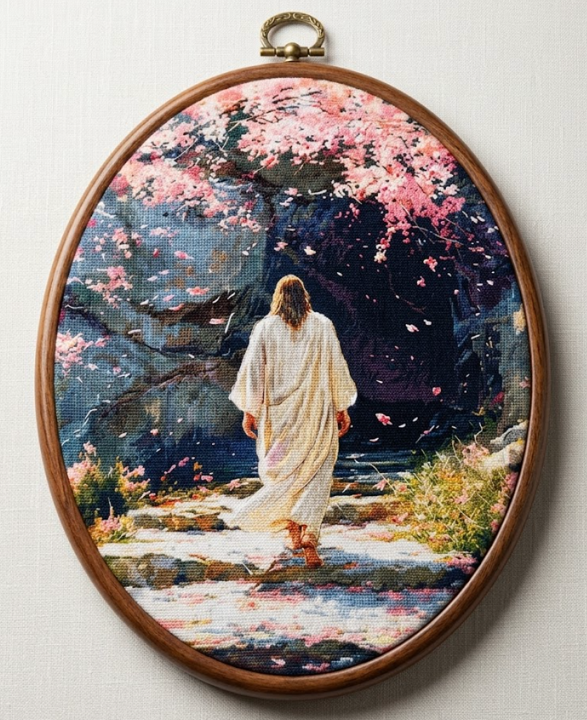 Hxlac Jesus Oval Wall Art Framed, Christian Jesus Oval Wall Decor, Religious Christian Bible Hanging Canvas Prints Wall Sculptures for Home Bedroom Church Prayer Decor, 8.5x11.5 Inch