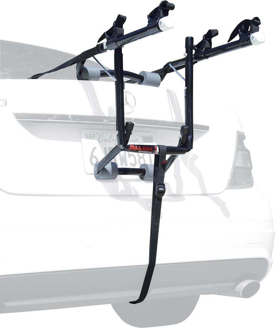 Allen Sports Deluxe 2-Bike Trunk Mount Rack, Model 102DB, Black/ Silver, 23 x 15 x 4 inches