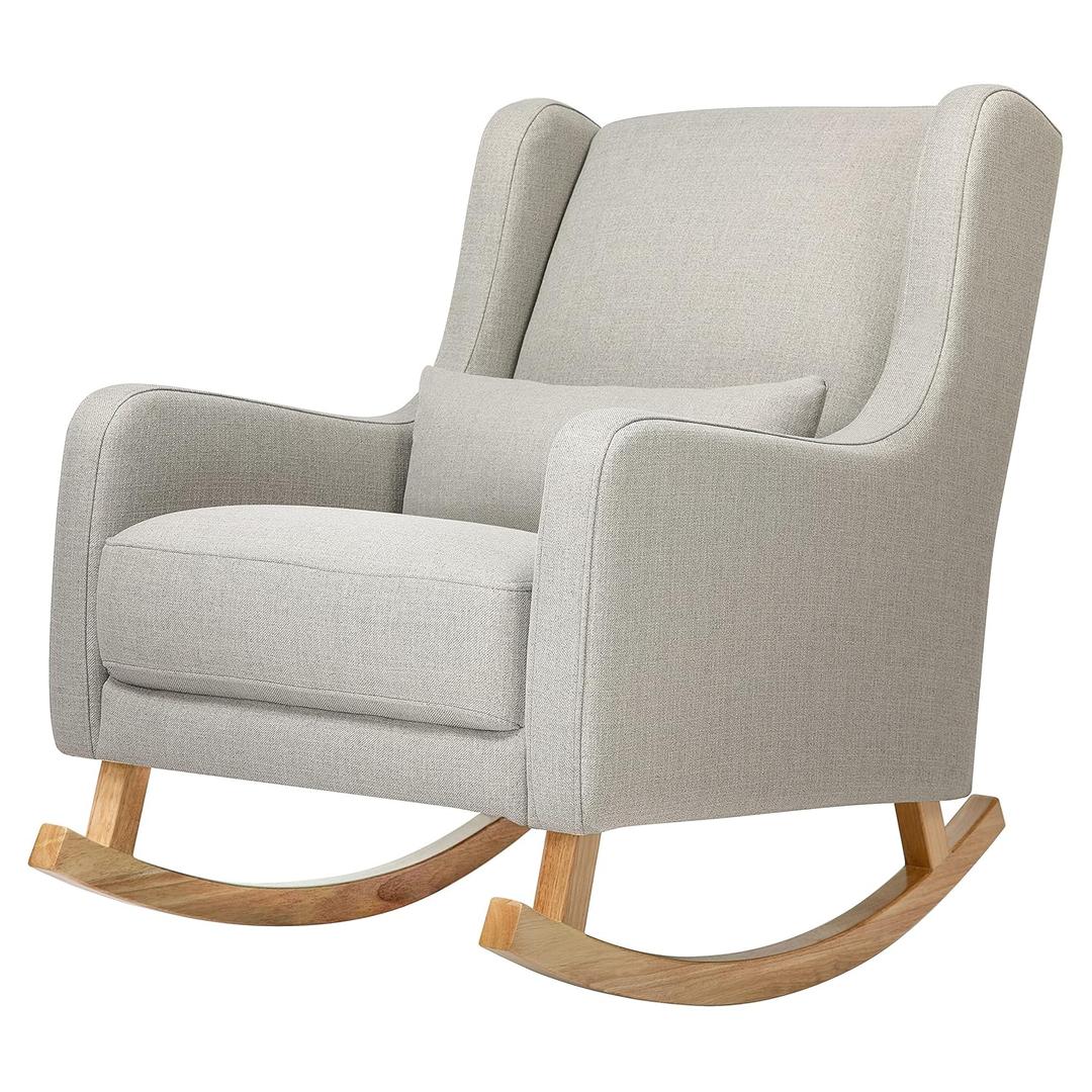 Babyletto Kai Rocker in Performance Grey Eco-Twill with Light Legs, Water Repellent & Stain Resistant, Greenguard Gold and CertiPUR-US Certified