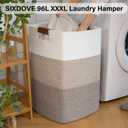 Laundry Hamper 96L Extra Large Laundry Basket, Woven Blanket Basket, Cotton Woven Storage Hamper with Handles for Living Room, Large Baskets for Pillows, Blankets, Clothes-Gradient Yellow