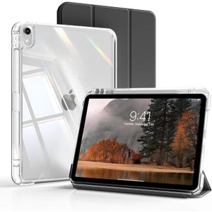 kenke Hybrid Case for iPad (A16) 11 Inch 2025, iPad 10th Generation Case 10.9 Inch 2022 with Pencil Holder, Detachable Cover with Clear Hard Back Shell, Auto Sleep/Wake, Black