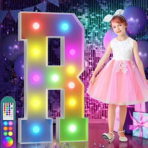 imprsv 4FT Colorful Marquee Letters R, 18 Colors Large Light up Letters Alphabet Sign with Remote, Large Marry Me Sign, Birthday Party Decorations Anniversary Wedding Decoration