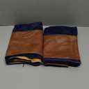 CaliTime Throw Pillow Covers Pack of 2 Soft Faux Leather Solid Dyed Chenille Cushion Cases for Couch Sofa Home Decoration 18 X 18 Inches Navy Blue Brown