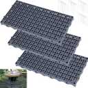 3-Pack Fountain Basin Grates, 24 x 12 Inch Heavy Duty Water Grid with Ground Pillars, Grey Landscape Grating for Raised Beds, Ponds, Water Features & Landscaping (Grid Style)