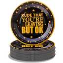 Pandecor 50 Pieces 7 inches Disposable Paper Plates Rude That You are Leaving But OK Cake Dessert Plates for Going Away Job Change Office Retirement Farewell Party Decorations (black)