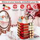 Acrylic Lipstick Tower Holder, 360 Degree Rotating Makeup Cosmetic Lipsticks Organizer with 53 Slots, Spinning Lipgloss Storage Display Stand Holder