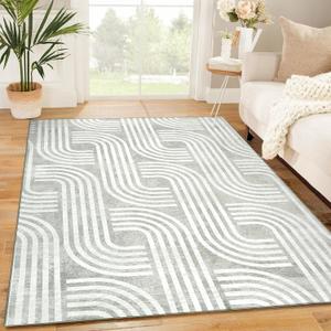 CARMIO Washable Rugs 9x12, Soft Large Living Room Rugs Arch Pattern Modern Knot Print Area Rug Non Slip Indoor Floor Carpet for Bedroom Nursery Kitchen Dining Room, Grey (9" x 12" (Rectangular))