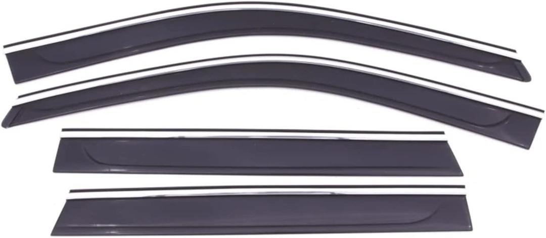 Auto Ventshade [AVS] Low Profile Rain Guards for 2011 - 2021 Jeep Grand Cherokee (Excludes Grand Cherokee L) | Window Vent Visors, 4 pcs. - Smoke w/Chrome Trim | 794015