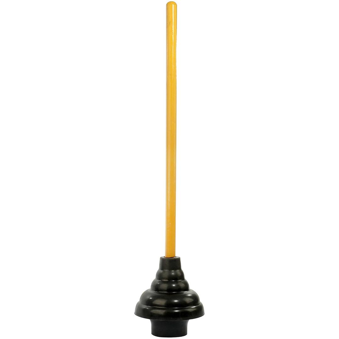 LDR 512 3410A Heavy Duty Drain Handle Double Thrust Rubber Force Cup Removes Clogs for Bathrooms, Kitchens, Baths, Showers, Powerful Commercial and Residential, 26.40"X5.35", Wood Flange Plunger