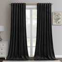 HOMEIDEAS Black Velvet Blackout Curtains, 52 X 108 Inches Soft and Thick Room Darkening Thermal Insulated Pocket Back Tab Window Drapes for Bedroom, Indoor, 2 Panels