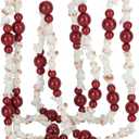 9 feet Christmas Tree Garland Artificial Popcorn Garlands Christmas Bead Garland Xmas Holiday Vintage Decor Fake Popcorn Vintage Garlands for Christmas Tree Wreaths Fence Fireplace Decorations