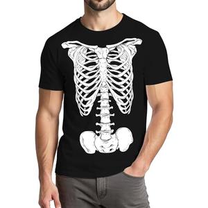 Halloween Shirts for Men:Giant Skeleton Chest Print Costumes Fun Tee Crew Neck Short Sleeve XL