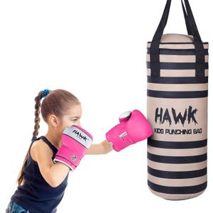 Kids Punching Bag for Kids Boxing Gloves MMA Training Fitness Workout Kickboxing Grappling Karate Heavy Target Bag UNFILLED (Gold)