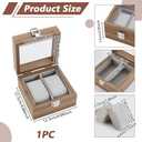 AHANDMAKER Watch Box, 2 Slot Wooden Watch Display Case with Clear Glass Window and Velvet Pillow Watches Storage Organizer Jewelry Holder for Men and Women Christmas Birthday Gifts, Camel