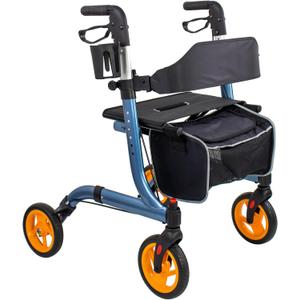 Rollator Walkers for Seniors- Rollator Walker 8" Wheels-with Cup Holder Easy Folding Senior Walker with Backrest- Lightweight Mobility Walking Aid for Adult Elderly, Aluminum Frame, Royal Blue (TPU off-road tires)