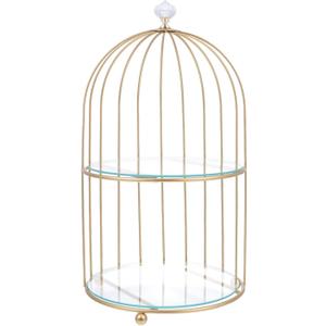 DOITOOL Gold Metal Cupcake Stand Bird Cage Dessert Stand, 2 Tier Dessert Display Stand Cake Holder for Wedding, Party, Birthday, Baby Shower Celebrations, Table Decorations