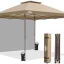 EAGLE PEAK 13x13 Pop up Canopy Tent w/One Wall, Instant Canopy Easy Set up Folding Shelter w/One Privacy Curtain, 169 Square Feet Sun Shade, Beige