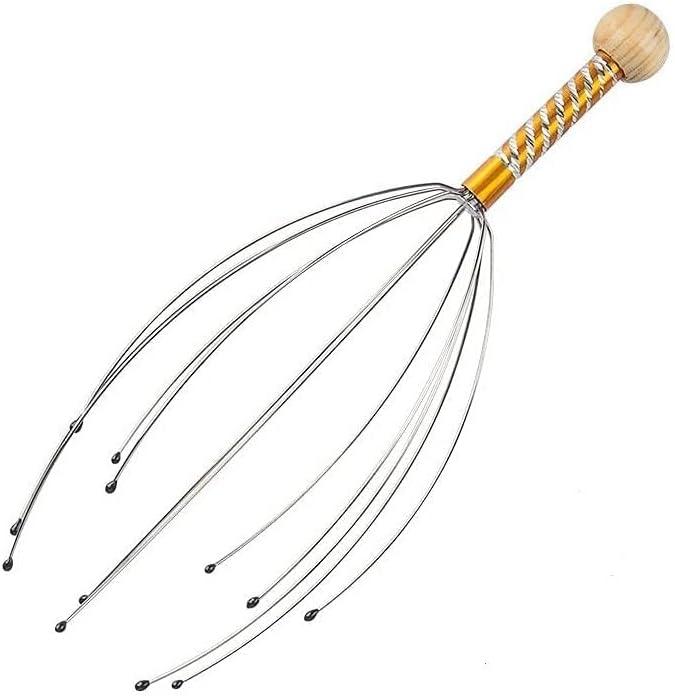 Head Massager Scalp Scratcher 12 Finger Body Relaxing Hair Massage, Gold, Red, Navy Blue, Light Blue Set (36 Pieces)