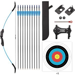 LWANO Bow and Arrow Set for Kids, Archery Beginner Gift with 10 Arrows, 5 Target Face, Ideal for Kids, Youths, Teens, Perfect for Left & Right Handers (Blue)