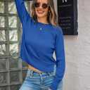 Totatuit Women Cute Cropped Sweater Mock Neck Long Sleeve Lightweight Knit Loose Pullover Sweaters 2025 Fall Trendy Outfits (Blue, M)