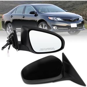 Right Passenger Side Mirror Fits 2012 2013 2014 Toyota Camry with Manual Folding Power Glass Non-Heated Black Replace#87908-06401(3Pins)