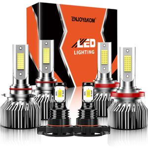 Compatible for Chevy Tahoe 2007 2008 2009 2010 2011 2012 2013 2014 2015 9005 High Beam H11 Low Beam + 5202/PS24W Fog Lights Bulbs Combo Kit, 6500K White, Pack of 6