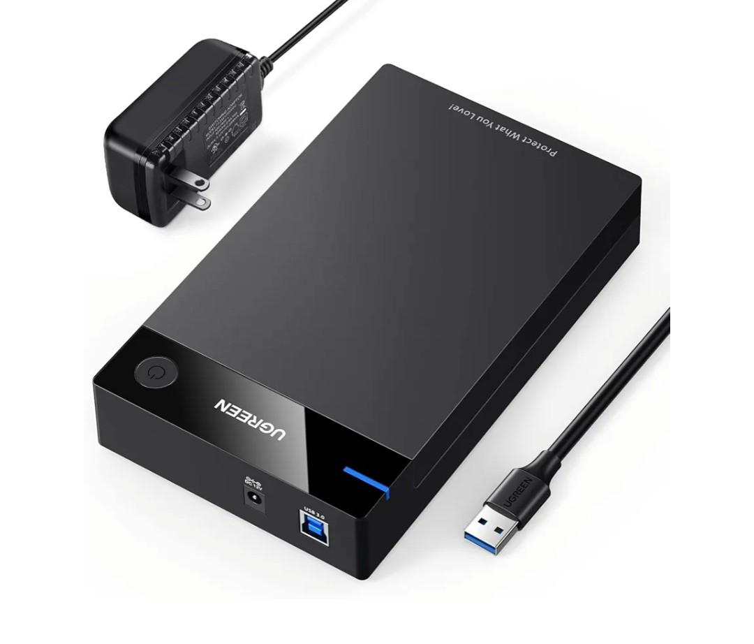 UGREEN External Hard Drive Enclosure for 3.5 2.5 Inch SATA SSD HDD USB 3.0 to SATA III Hard Drive Case with UASP 12V Power Adapter Compatible with WD Seagate Toshiba Samsung Hitachi PS5 Xbox