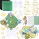 Gersoniel 42 Pcs DIY Graduation Cap Decorations Kit Include Faux Flower Heads Graduation Quote Glitter Sticker Bow 3D Butterfly Rhinestone Pearl Stickers for Grad Cap Topper Decor(Green)