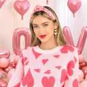 YanJie Headbands for Women Knotted Headband Love Heart Pink Hair Accessories for Girls Wide Red Hairband Non Slip Wide Hair Hoop Gifts